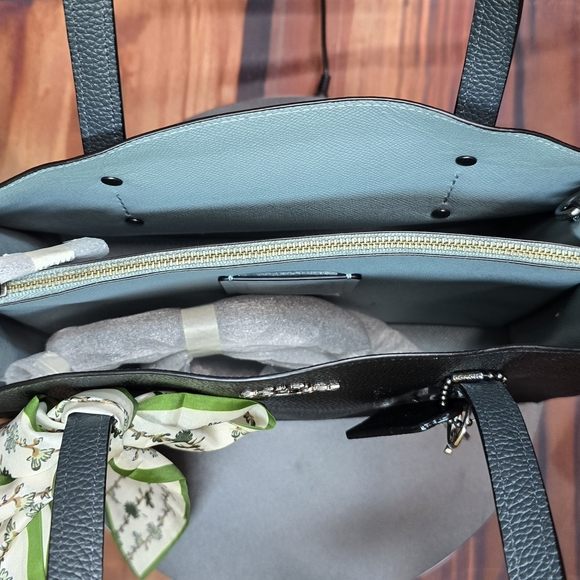 Coach Forest Green Tote with Scarf and Horse Charm - Picture 7 of 13